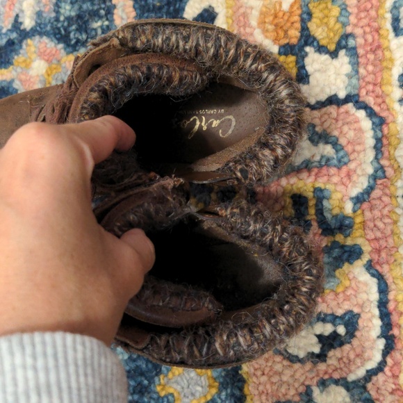 Combat lace up boots with block heels and knit cuff - Picture 4 of 5